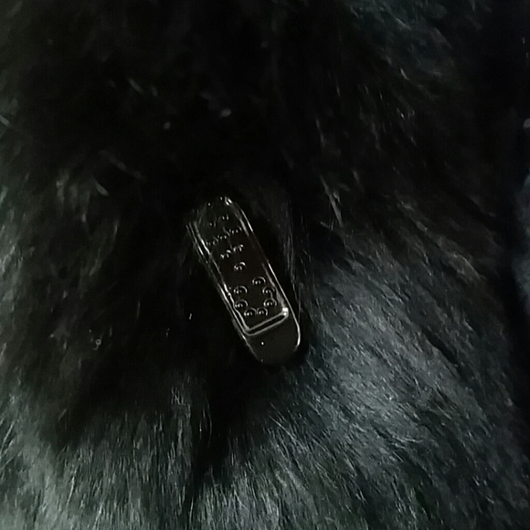 Yves salomon black rabbit fur sleeveless hooded vest /gilet